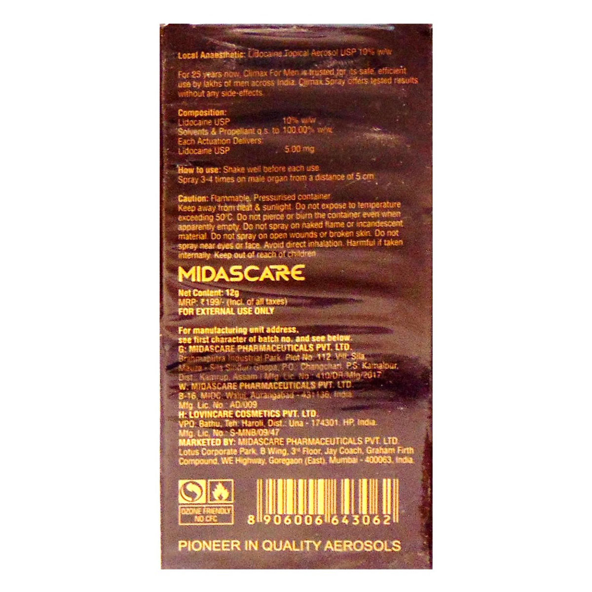 Climax Spray, 12 gm Price, Uses, Side Effects, Composition Apollo