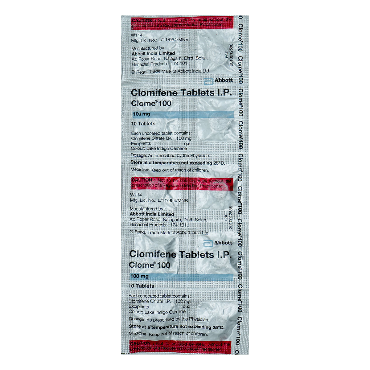 Clome 100 mg Tablet 10's, Pack of 10 TabletS Clome 100 mg Tablet 10's, Pack of 10 TabletS