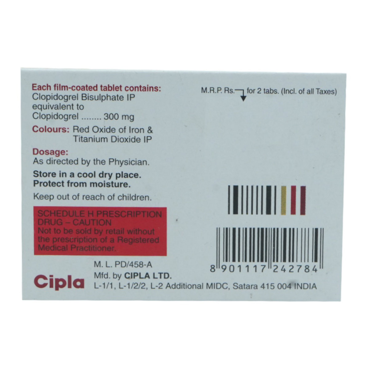 Clopivas 300 mg Tablet 2's, Pack of 2 TabletS Clopivas 300 mg Tablet 2's, Pack of 2 TabletS