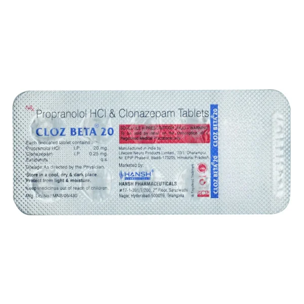 Cloz Beta 20 Tablet 10's