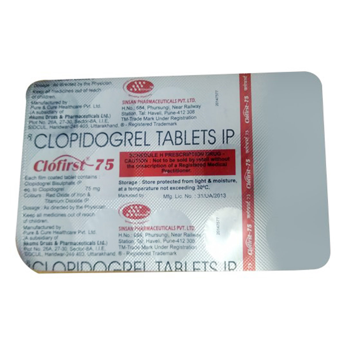 Clofirst 75 mg Tablet 15's, Pack of 15 TabletS Clofirst 75 mg Tablet 15's, Pack of 15 TabletS