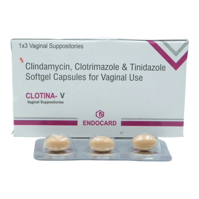 Clotina-V Vaginal Suppossitory 3's, Pack of 3 SuppositoryS