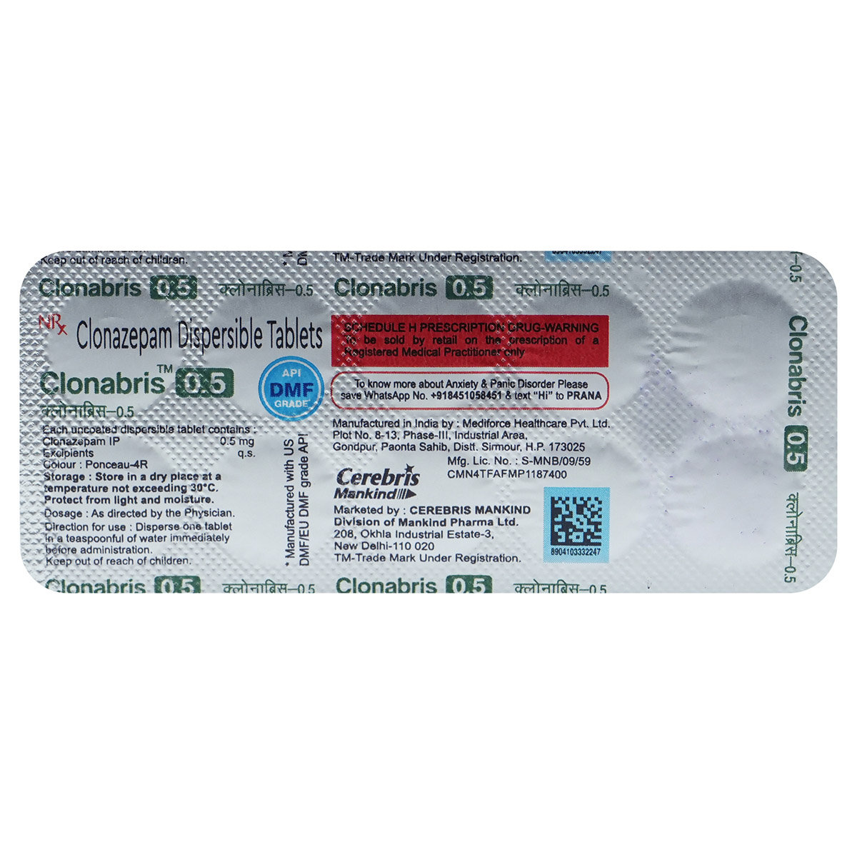 Clonabris 0.5 Tab 10'S, Pack of 10 TABLETS Clonabris 0.5 Tab 10'S, Pack of 10 TABLETS