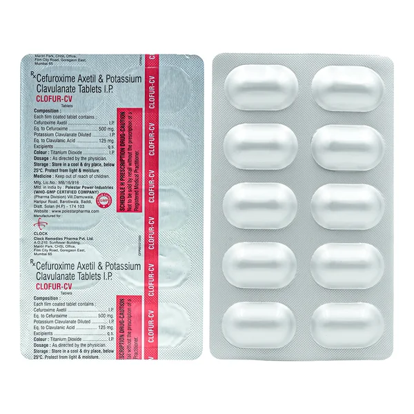 Clofur-CV 500/125 Tablet 10's, Pack of 10 TABLETS
