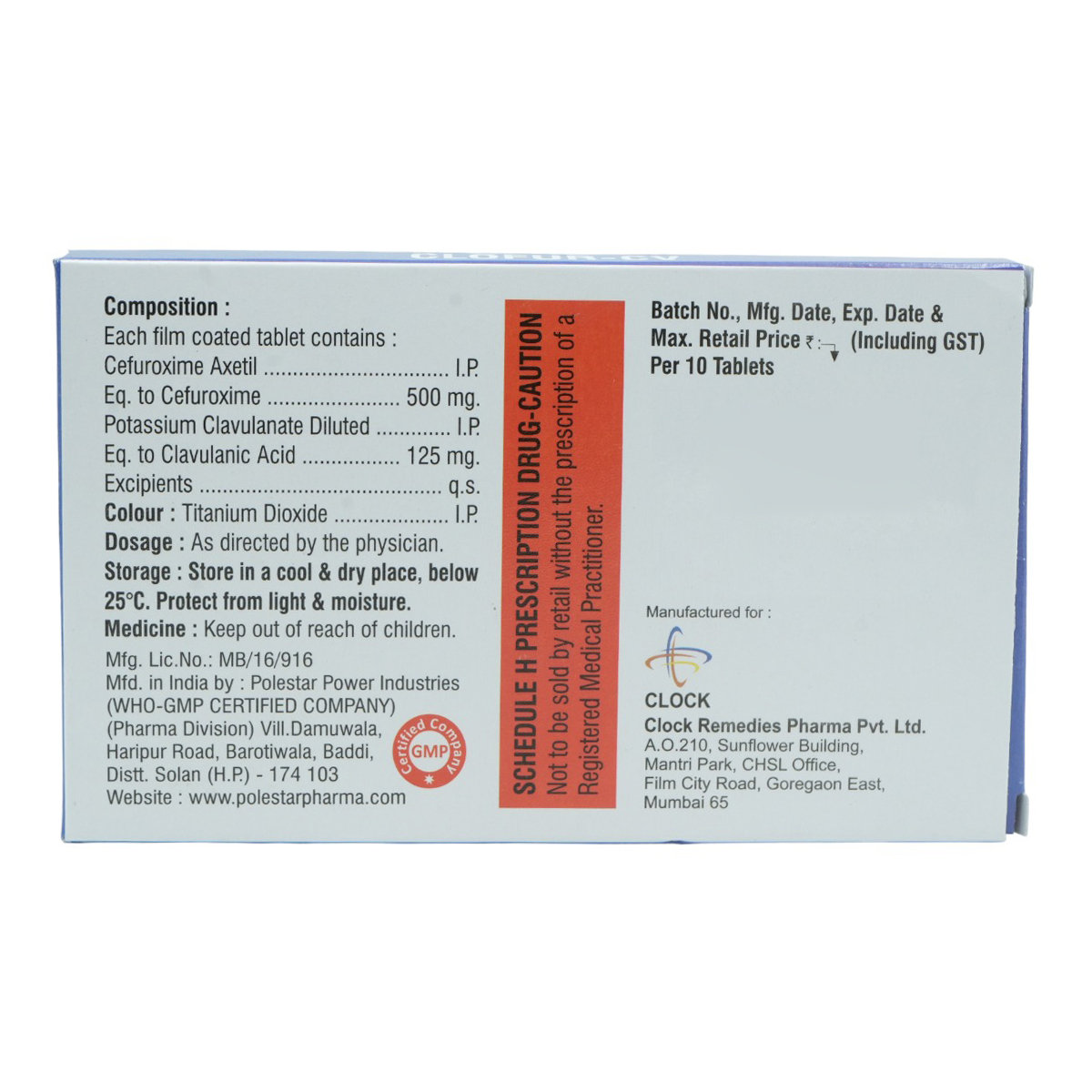 Clofur-CV 500/125 Tablet 10's, Pack of 10 TABLETS Clofur-CV 500/125 Tablet 10's, Pack of 10 TABLETS