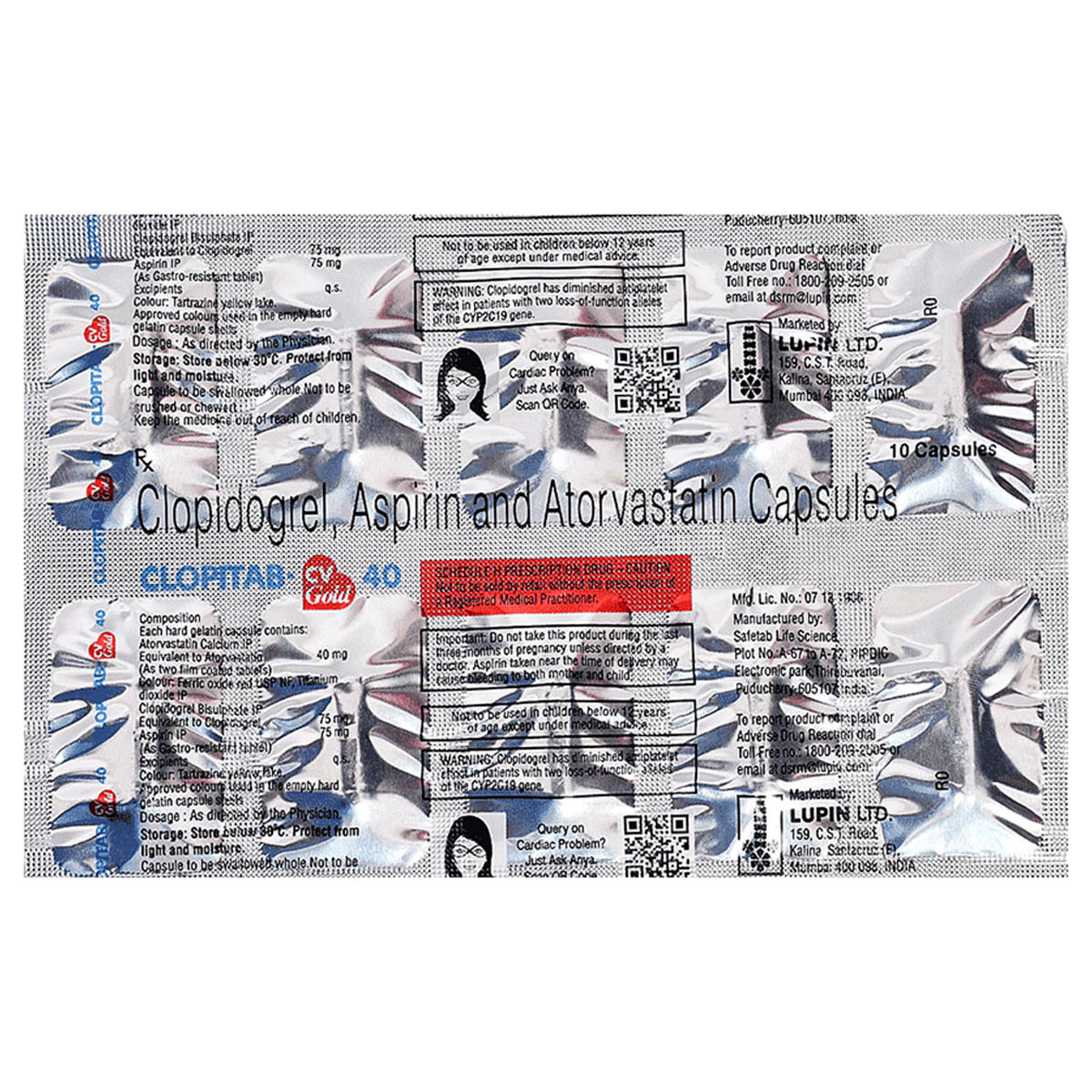 Clopitab-CV Gold 40 Capsule 10's, Pack of 10 CapsuleS Clopitab-CV Gold 40 Capsule 10's, Pack of 10 CapsuleS