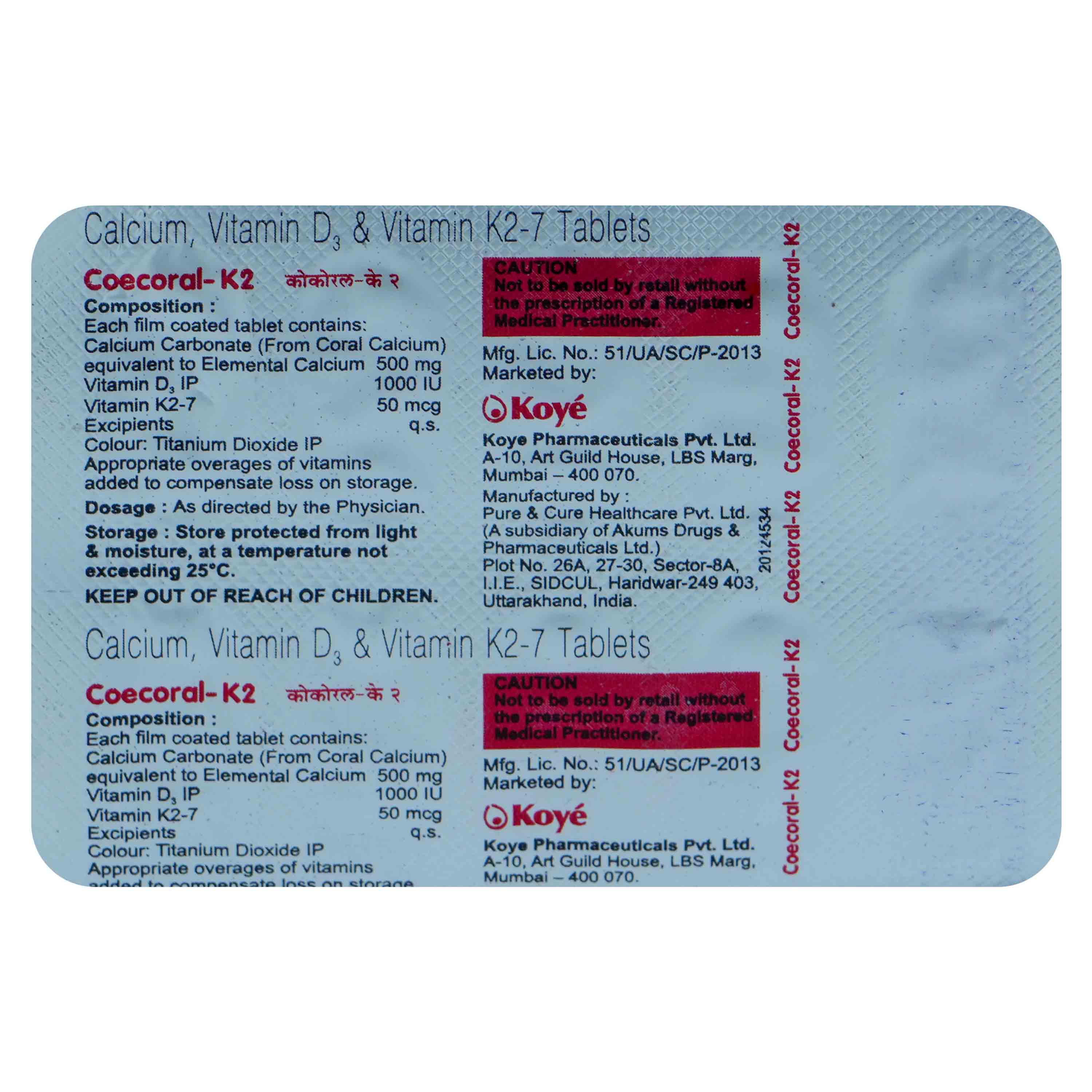 Buy Coecoral K2 Tablet 10's Online