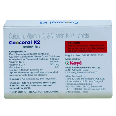 Coecoral K2 Tablet 10's, Pack of 10 TabletS