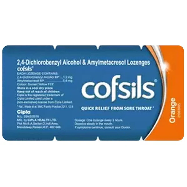 Cofsils Orange Lozenges 10's, Pack of 10 LOZENGESS