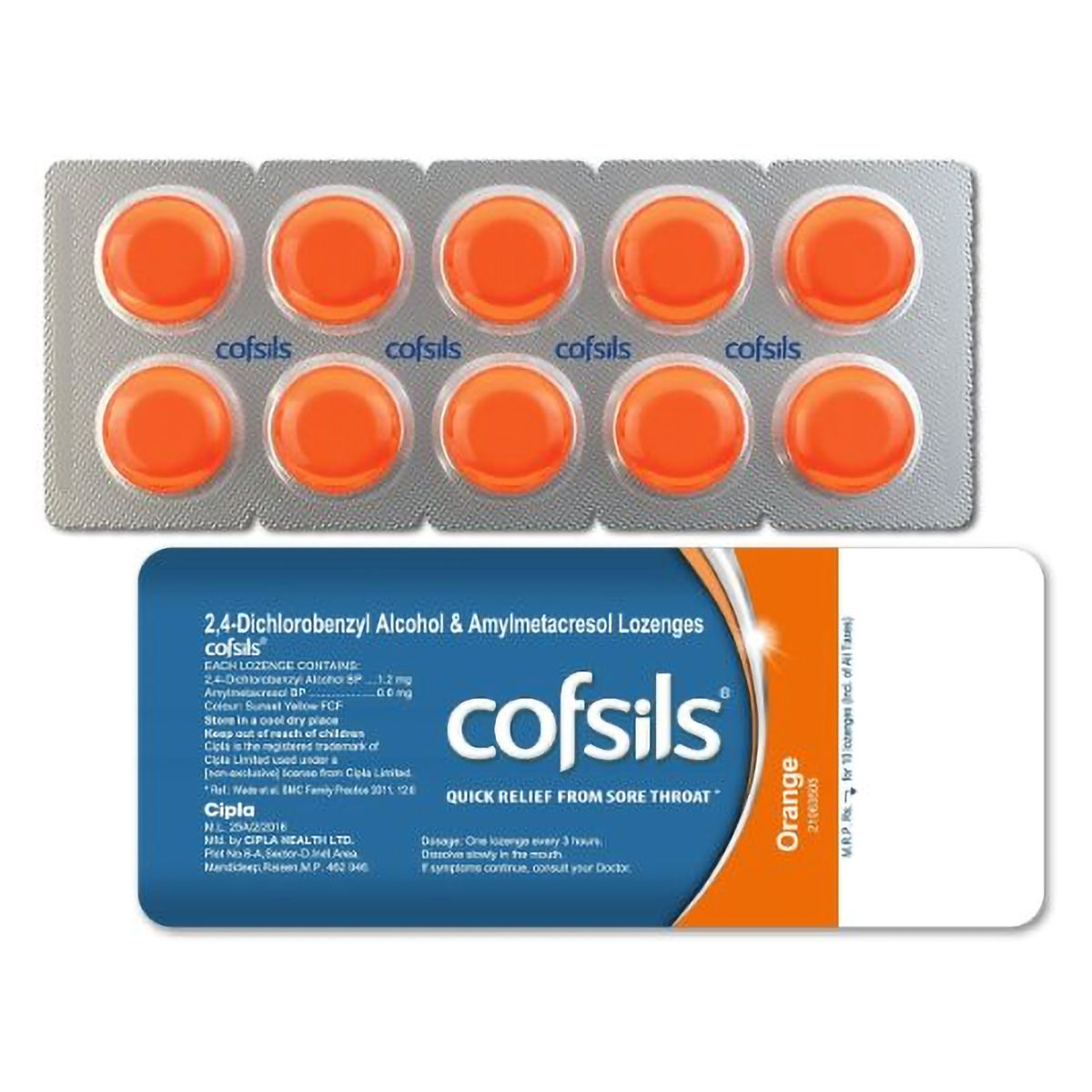 Buy Cofsils Orange Flavour, 10 Lozenges Online