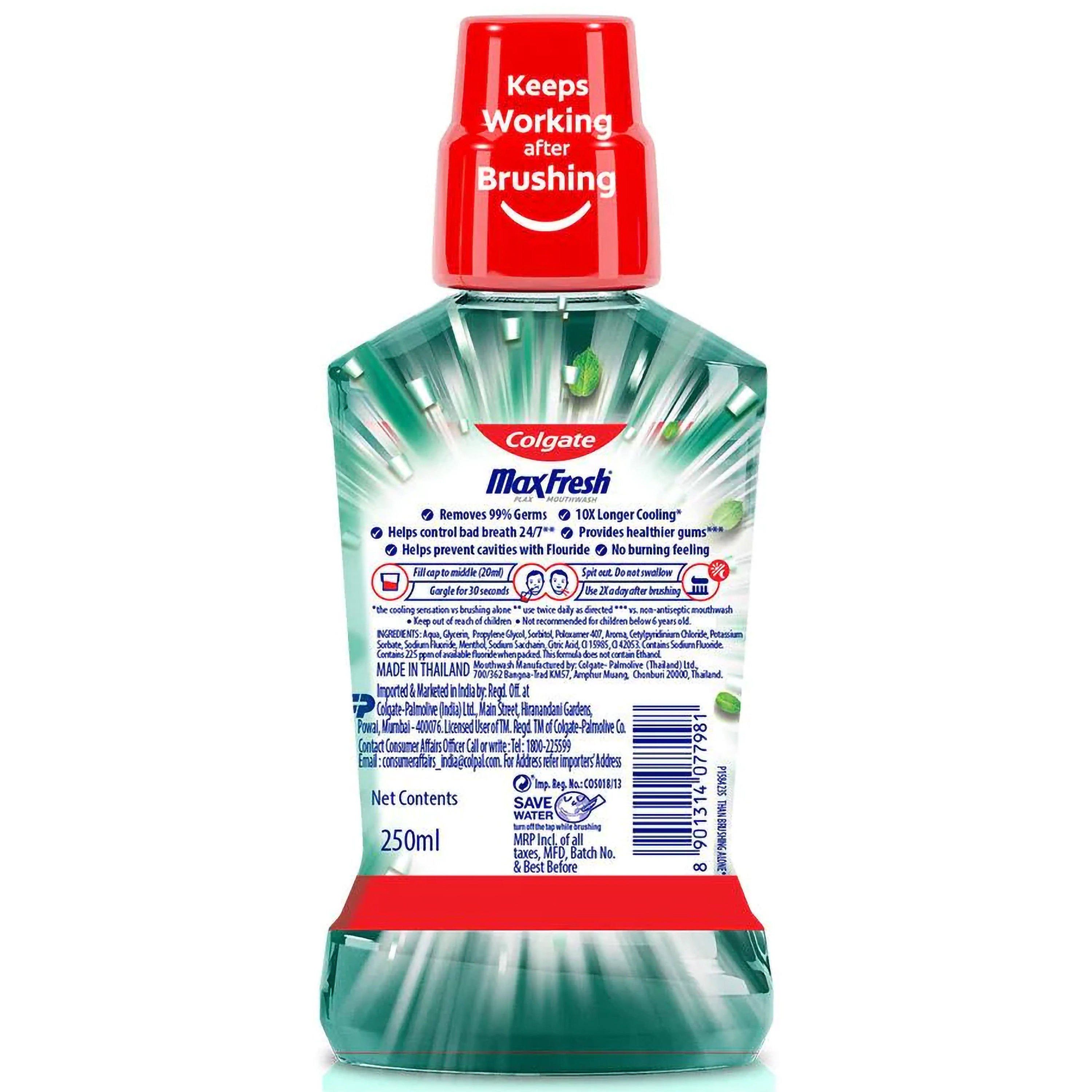 Colgate Plax Freshmint Splash Mouthwash, 250 ml, Pack of 1 Colgate Plax Freshmint Splash Mouthwash, 250 ml, Pack of 1