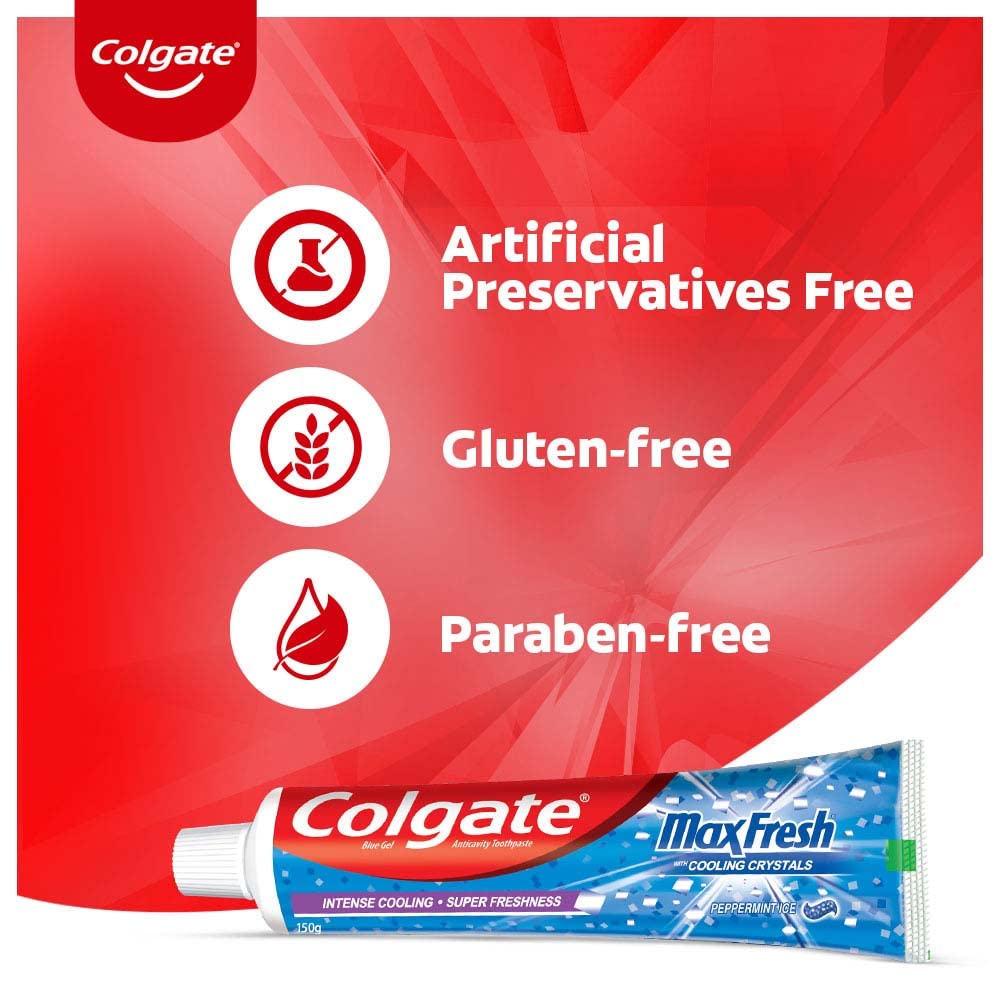 Colgate MaxFresh Cooling Crystals Blue Gel Peppermint Ice Toothpaste, 80 gm, Pack of 1 Colgate MaxFresh Cooling Crystals Blue Gel Peppermint Ice Toothpaste, 80 gm, Pack of 1