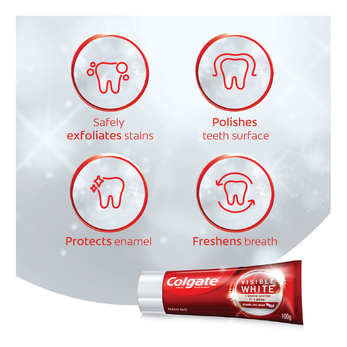 Colgate Visible White Sparkling Mint Toothpaste, 100 gm, Pack of 1 Colgate Visible White Sparkling Mint Toothpaste, 100 gm, Pack of 1
