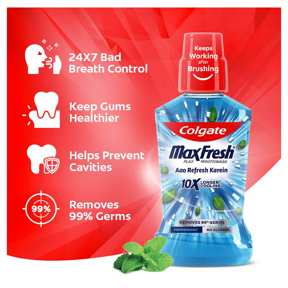 Colgate Plax Peppermint Fresh Mouthwash, 500 ml, Pack of 1 Colgate Plax Peppermint Fresh Mouthwash, 500 ml, Pack of 1