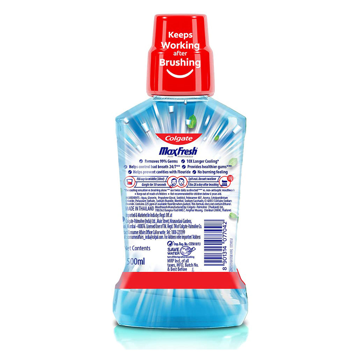 Colgate Plax Peppermint Fresh Mouthwash, 500 ml, Pack of 1 Colgate Plax Peppermint Fresh Mouthwash, 500 ml, Pack of 1