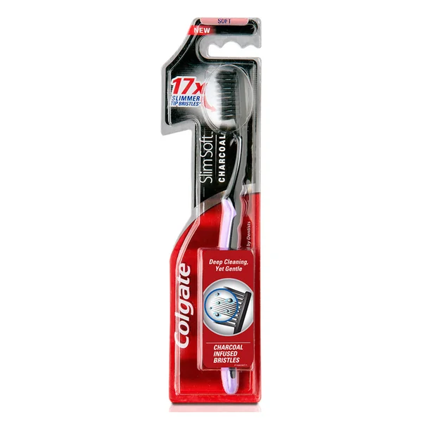 Colgate Slim Soft Charcoal Toothbrush, 1 Count, Pack of 1