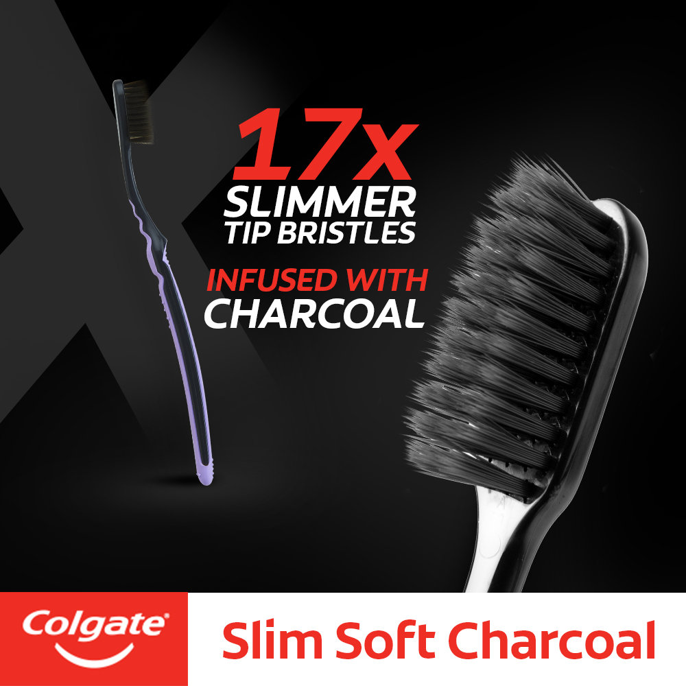 Colgate Slim Soft Charcoal Toothbrush, 4 Count (Buy 2, Get 2 Free), Pack of 1 Colgate Slim Soft Charcoal Toothbrush, 4 Count (Buy 2, Get 2 Free), Pack of 1