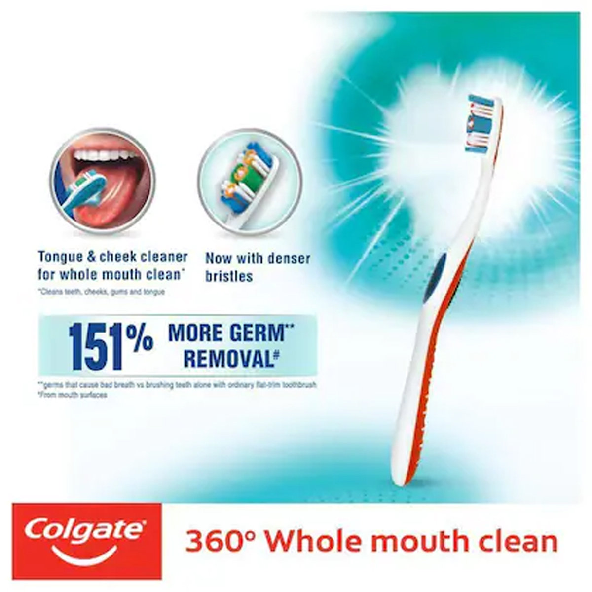 Colgate 360° Whole Mouth Clean Soft Bristle Toothbrush, 3 Count (Buy 2, Get 1 Free), Pack of 1 Colgate 360° Whole Mouth Clean Soft Bristle Toothbrush, 3 Count (Buy 2, Get 1 Free), Pack of 1