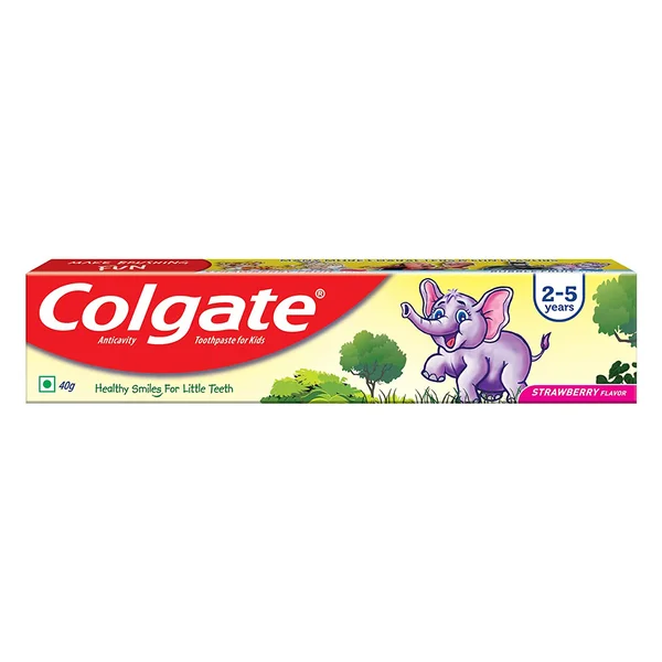 Colgate Natural Strawberry Flavour Kids Toothpaste for 3 to 5 Years Kids, 40 gm, Pack of 1