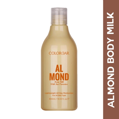 Colorbar Almond Body Milk 300 ml | Enriched With Avocado Oil | Sun Protection | All Day Moisturization | Deep Hydration | Lightweight | For All Skin Type, Pack of 1