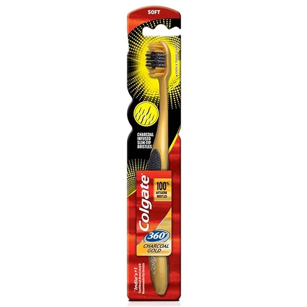 Colgate 360 Charcoal Gold Toothbrush, 1 Count