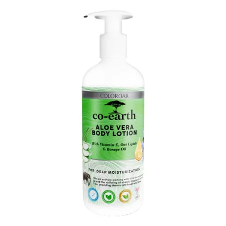 Colorbar Co-Earth Aloe Vera Body Lotion 300 ml | Vitamin E, Oat Lipids & Borage Oil | Deep Moisturisation | Soothes & Hydrates | Gives Smooth Skin | Lightweight & Fast Absorbing