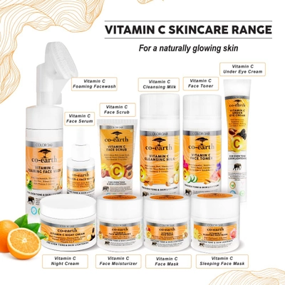 Colorbar Co-Earth Vitamin C Face Serum 30 ml | Hyaluronic Acid, Mulberry, Vitamin E, Licorice, Marigold, Vitamin A &amp; WheatGerm | Healps In Skin Lightening | For Even Toned Skin | Lightweight Formula | Fast Absorbing, Pack of 1