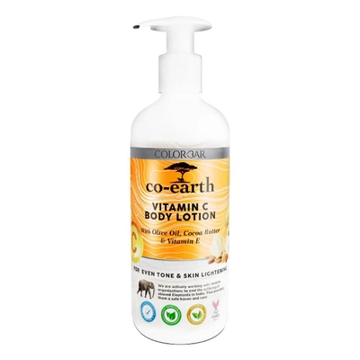 Colorbar Co-Earth Vitamin C Body Lotion 300 ml | Olive Oil, Cocoa Butter &amp; Vitamin E | Deeply Hydrates &amp; Moisturises | Helps In Skin Lightening | For Even Toned &amp; Smooth Skin | Non Greasy &amp; Non Sticky, Pack of 1