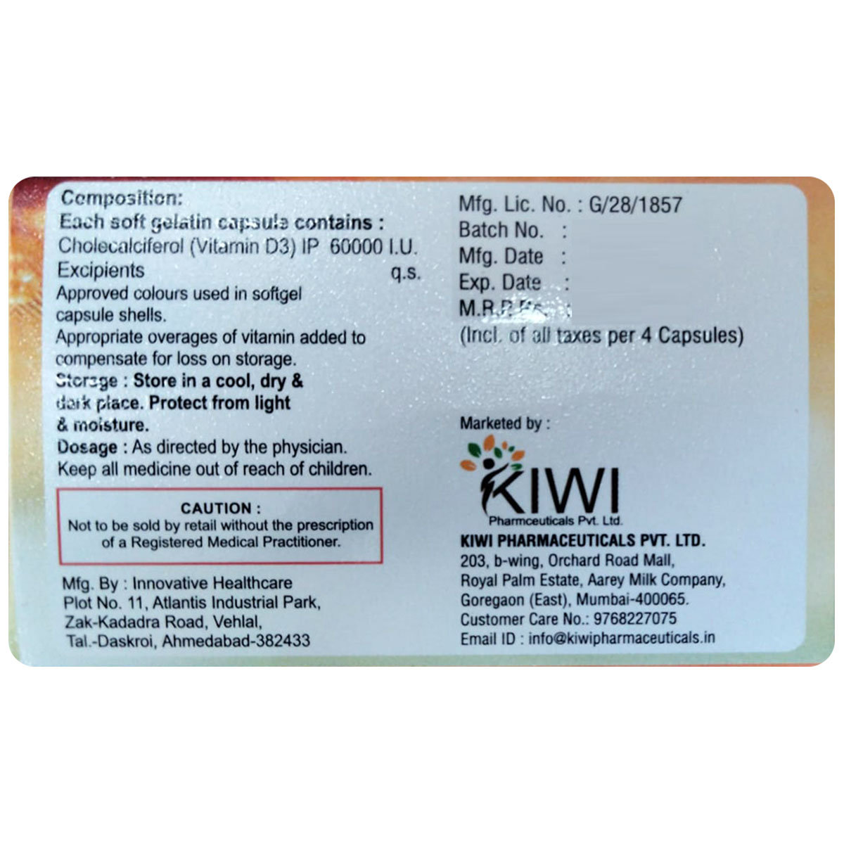 Colifol-D3 Softgel Capsule 4's, Pack of 4 Colifol-D3 Softgel Capsule 4's, Pack of 4