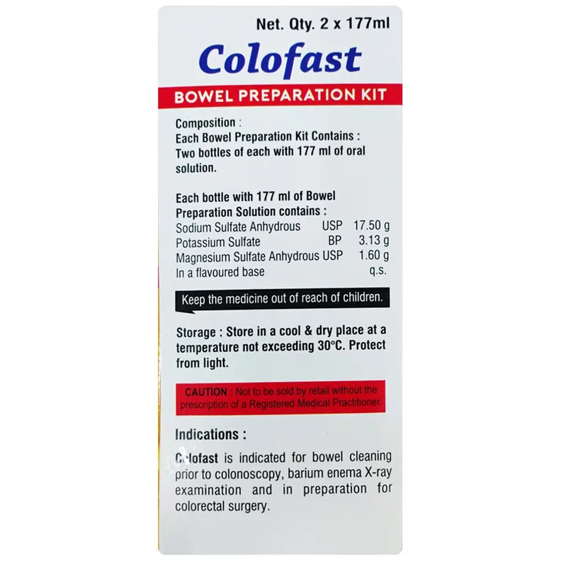 Buy Colofast Orange Flavour Bowel Preparation Kit 2x177 ml online ...