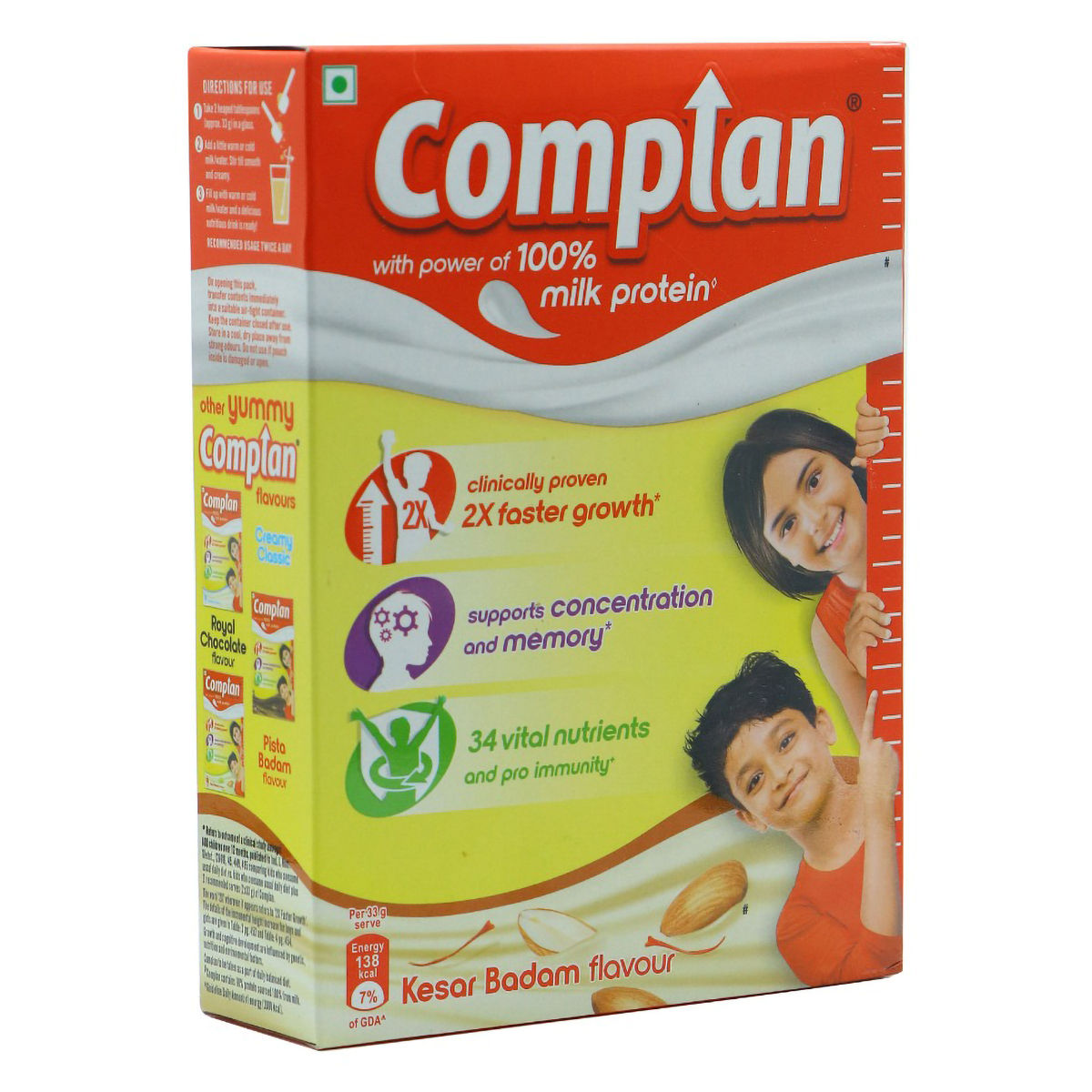 Buy Complan Kesar Badam Flavour Nutrition Drink Powder, 200 gm Refill Pack Online