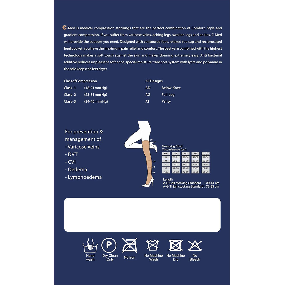 C-Med Compression Stocking Knee AD XL, 1 Pair, Pack of 1 C-Med Compression Stocking Knee AD XL, 1 Pair, Pack of 1