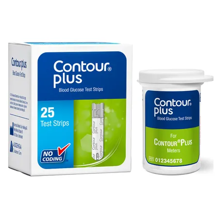 Contour Plus Blood Glucose Test Strips, 25 Count