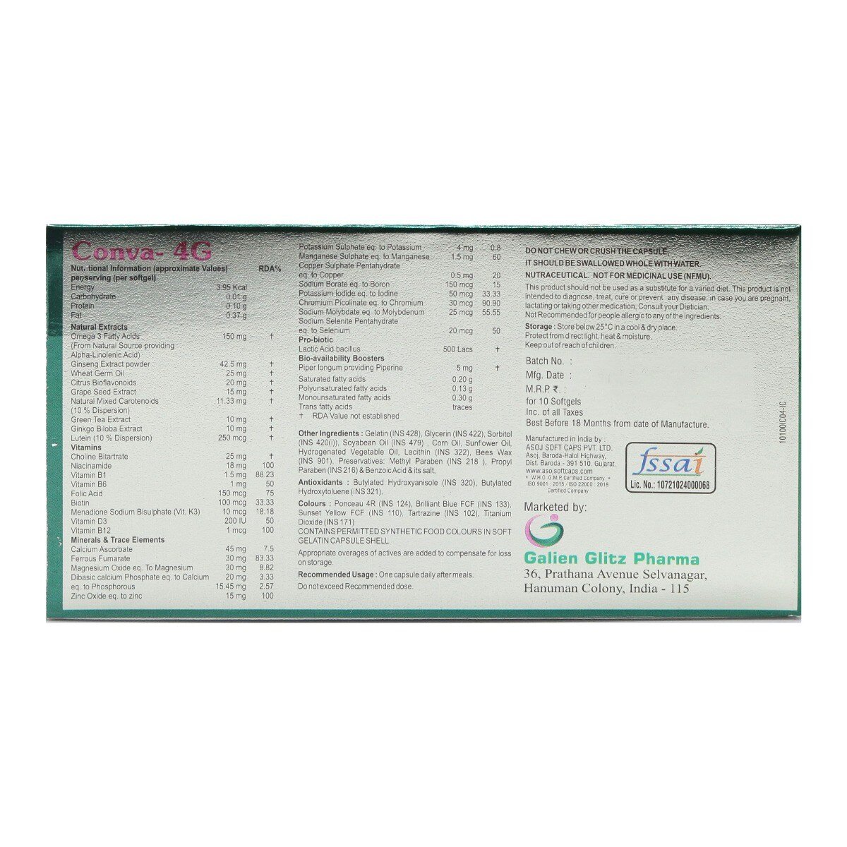 Conva 4G Capsule 10's, Pack of 10 Conva 4G Capsule 10's, Pack of 10