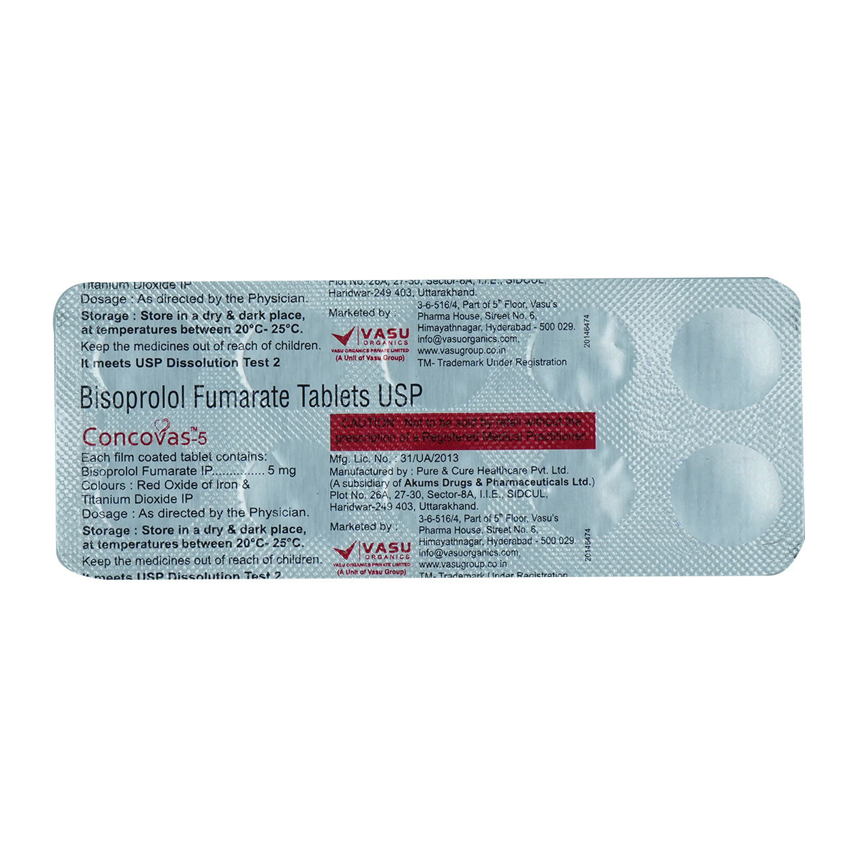 Concovas-5 Tablet 10's, Pack of 10 TABLETS Concovas-5 Tablet 10's, Pack of 10 TABLETS