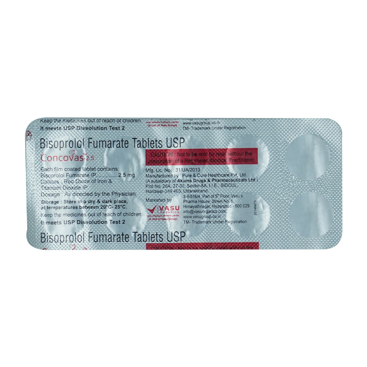 Concovas-2.5 Tablet 10's, Pack of 10 TabletS Concovas-2.5 Tablet 10's, Pack of 10 TabletS