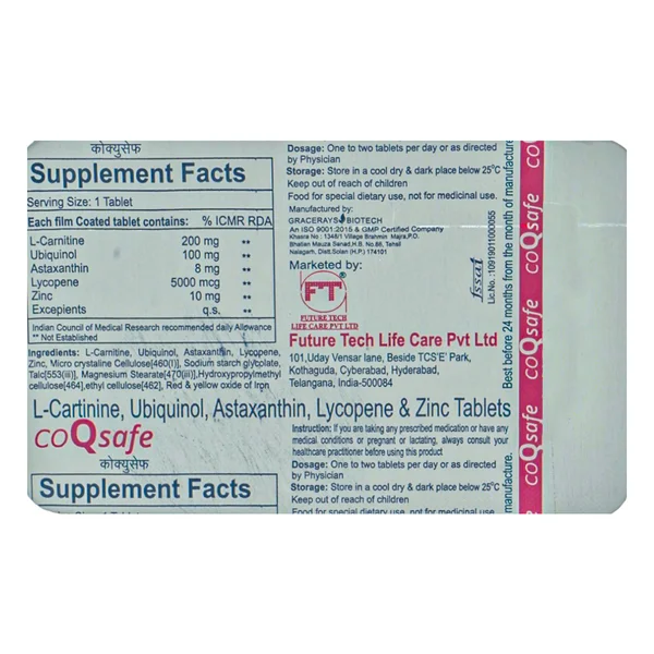 Co Q Safe Tablet 10's, Pack of 10 TABLETS