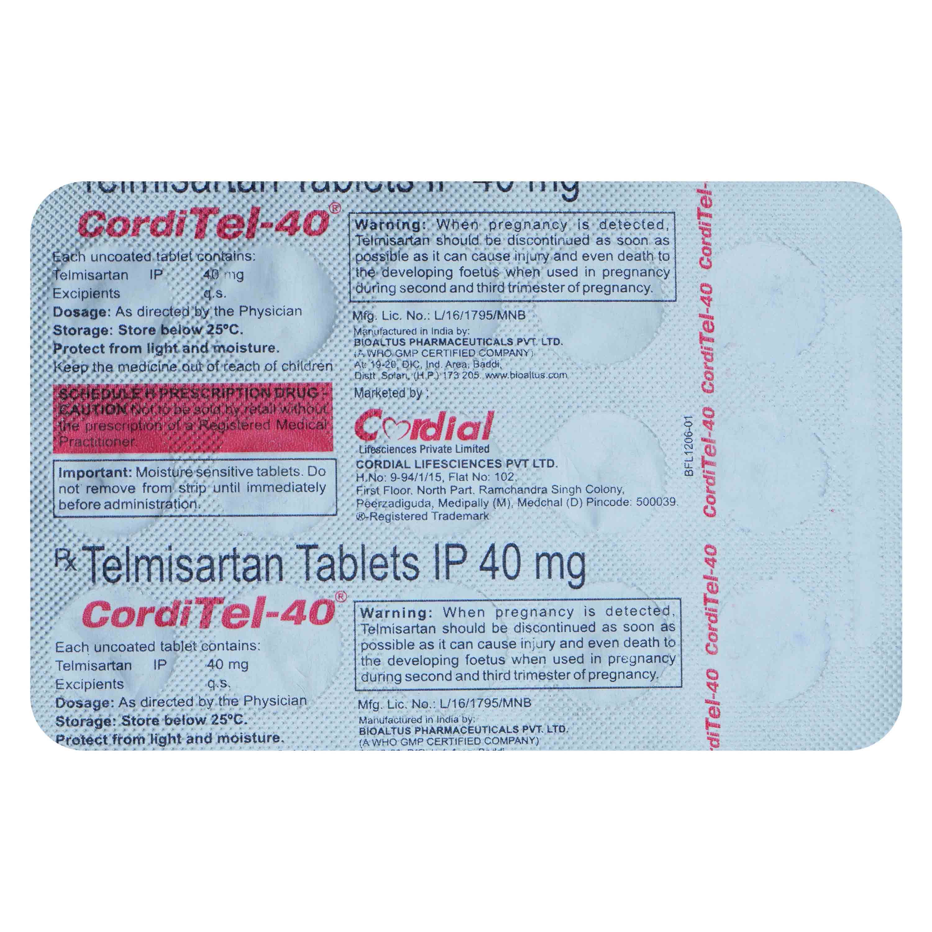 Corditel-40 Tablet 15's, Pack of 15 TabletS Corditel-40 Tablet 15's, Pack of 15 TabletS