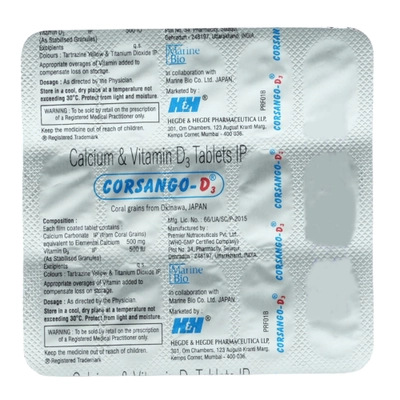 Corsango-D3 Tablet 15's, Pack of 15 TABLETS