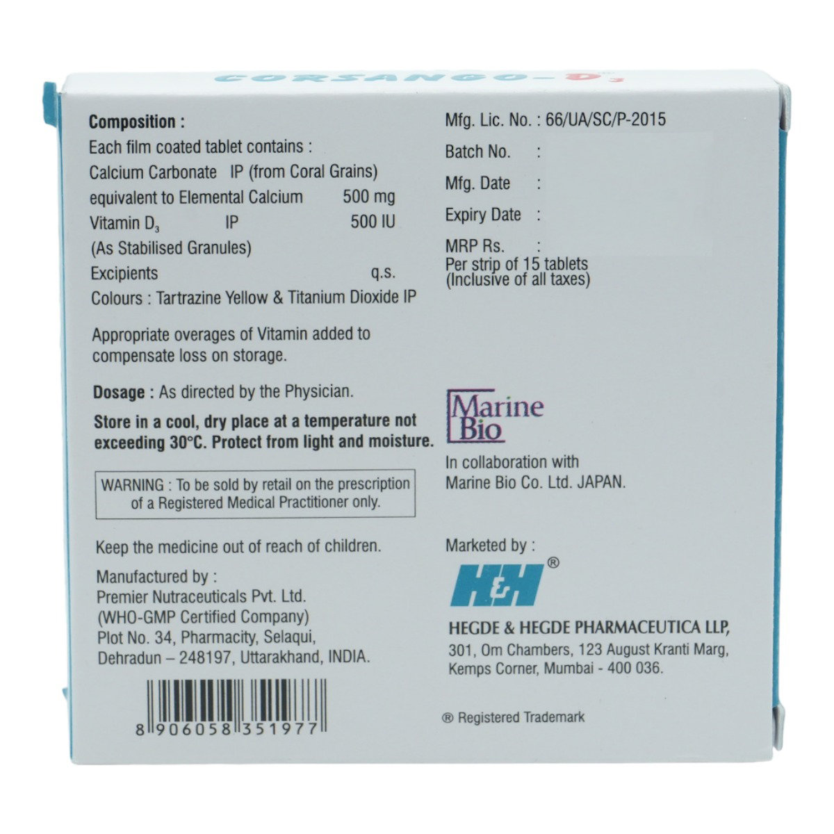 Corsango-D3 Tablet 15's, Pack of 15 TABLETS Corsango-D3 Tablet 15's, Pack of 15 TABLETS