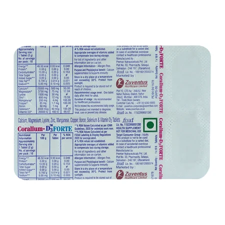 Coralium-D3 Forte Tablet 10's