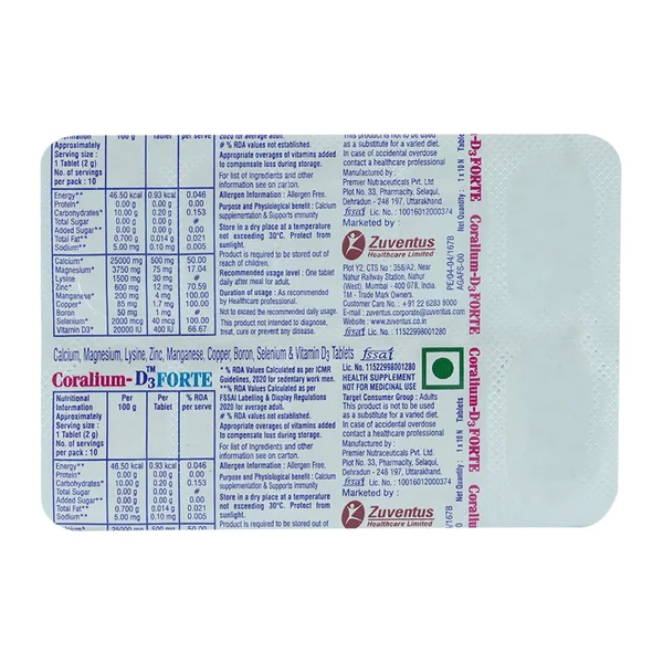 Coralium-D3 Forte Tablet 10's