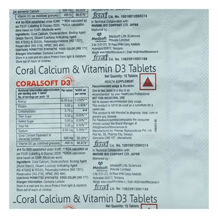 Coralsoft D3 Tablet 15's