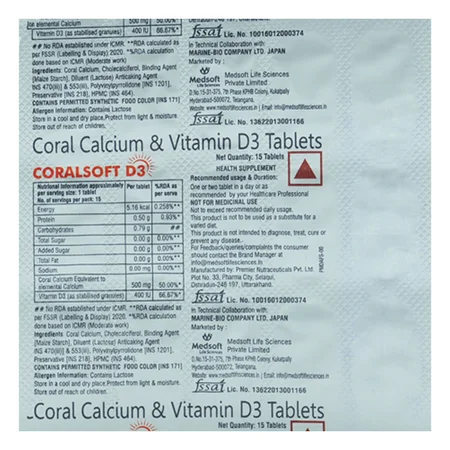 Coralsoft D3 Tablet 15's