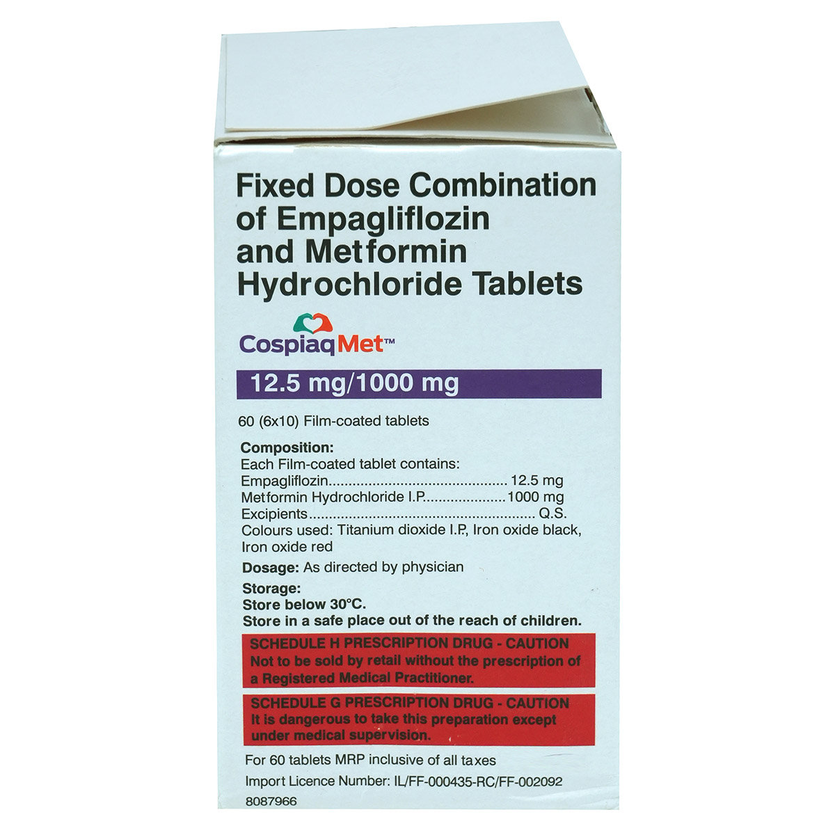 Cospiaq Met 12.5/1000 Tablet 10's, Pack of 10 TABLETS Cospiaq Met 12.5/1000 Tablet 10's, Pack of 10 TABLETS