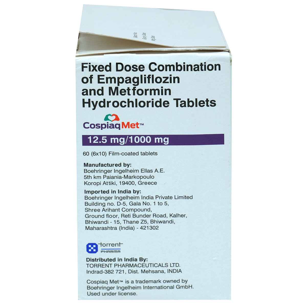 Cospiaq Met 12.5/1000 Tablet 10's, Pack of 10 TABLETS Cospiaq Met 12.5/1000 Tablet 10's, Pack of 10 TABLETS