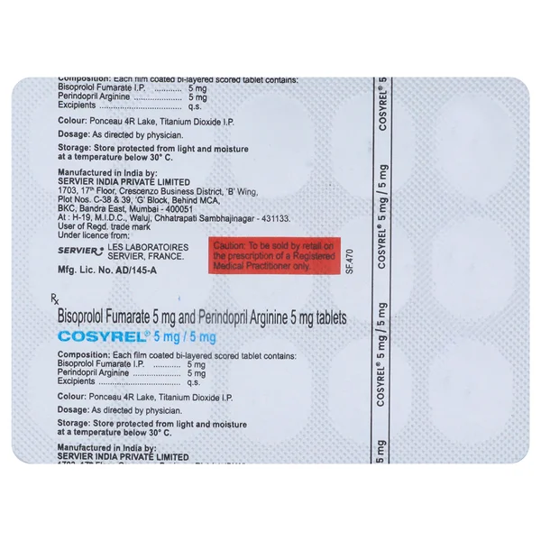 Cosyrel 5 mg/5 mg Tablet 15's, Pack of 15