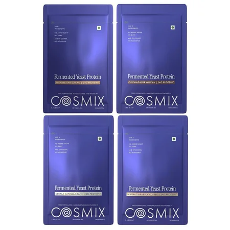 Cosmix 100% Fermented Yeast Protein Powder Assorted Sachets, 152 gm (4 x 38 gm)