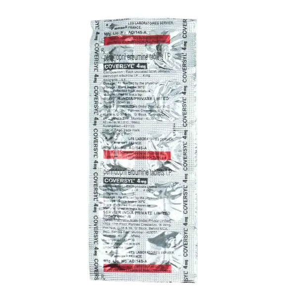 Coversyl 4 mg Tablet 10's, Pack of 10 TABLETS