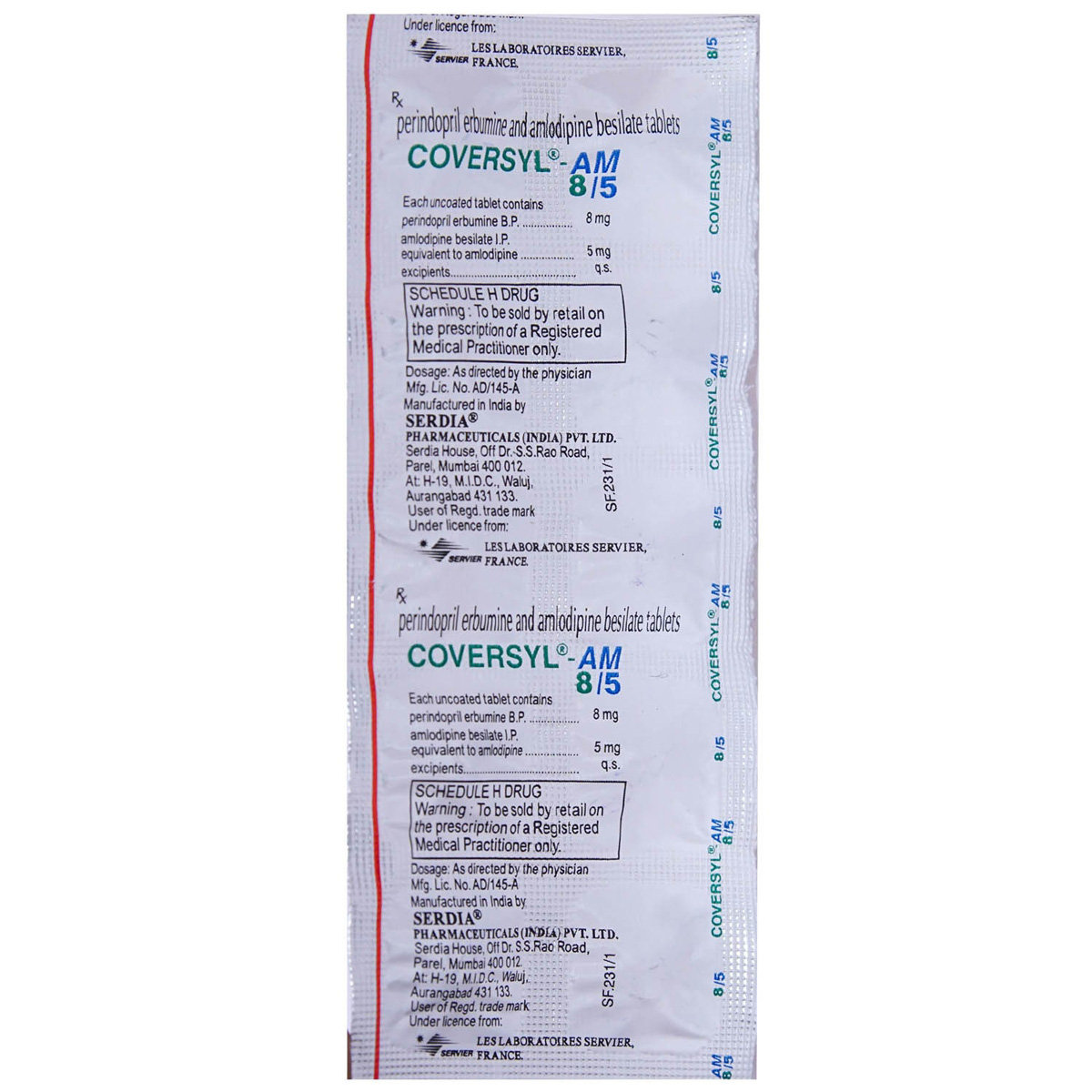 Coversyl-AM 8/5 Tablet 10's, Pack of 10 TABLETS Coversyl-AM 8/5 Tablet 10's, Pack of 10 TABLETS